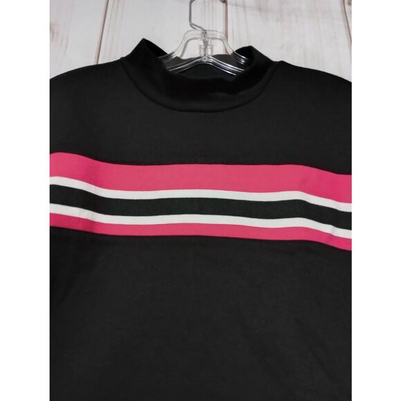 Forever 21 Shirt Ladies Large Black Pink Racer Stripe - Picture 3 of 5